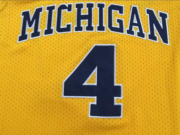 Michigan Wolverines WEBBER #4 Yellow NCAA Basketball Jersey