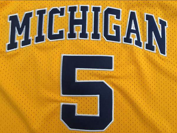 Michigan Wolverines ROSE #5 Yellow NCAA Basketball Jersey