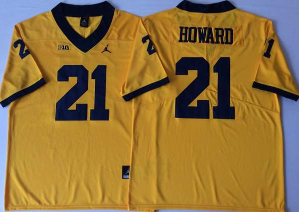 Michigan Wolverines HOWARD #21 Yellow NCAA Football Jersey