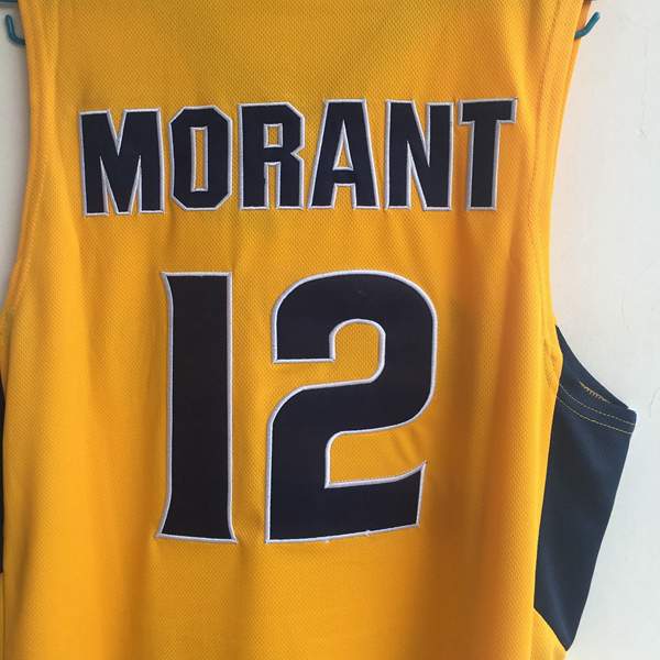 Murray State Racers MORANT #12 Yellow NCAA Basketball Jersey