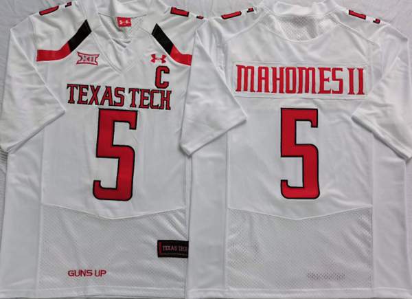 Texas Tech Red Raiders MAHOMES II #5 White NCAA Football Jersey