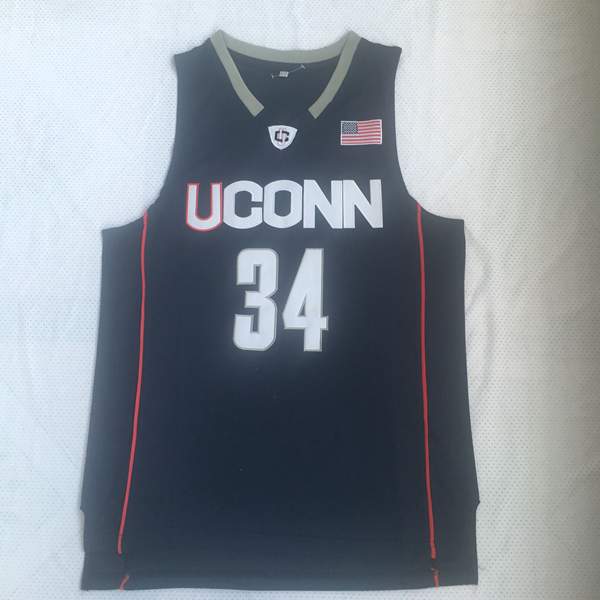 UConn Huskies ALLEN #34 Black NCAA Basketball Jersey 02