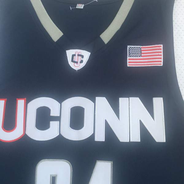 UConn Huskies ALLEN #34 Black NCAA Basketball Jersey 02