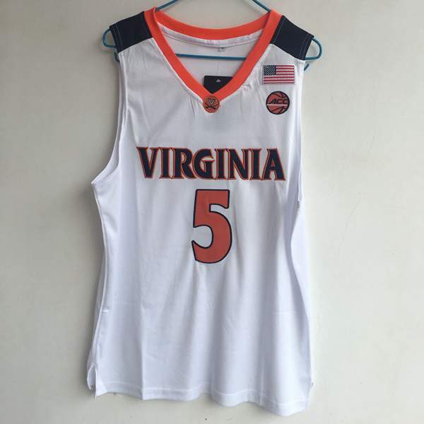 Virginia Cavaliers GUY #5 White NCAA Basketball Jersey