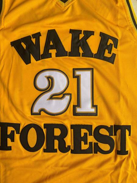 Wake Forest Demon Deacons DUNCAN #21 Yellow NCAA Basketball Jersey