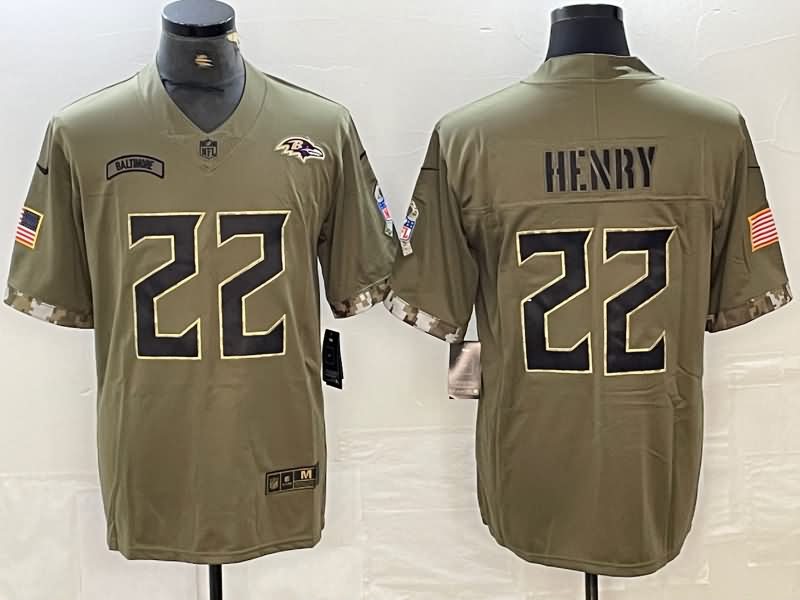 Baltimore Ravens Olive Salute To Service NFL Jersey 05