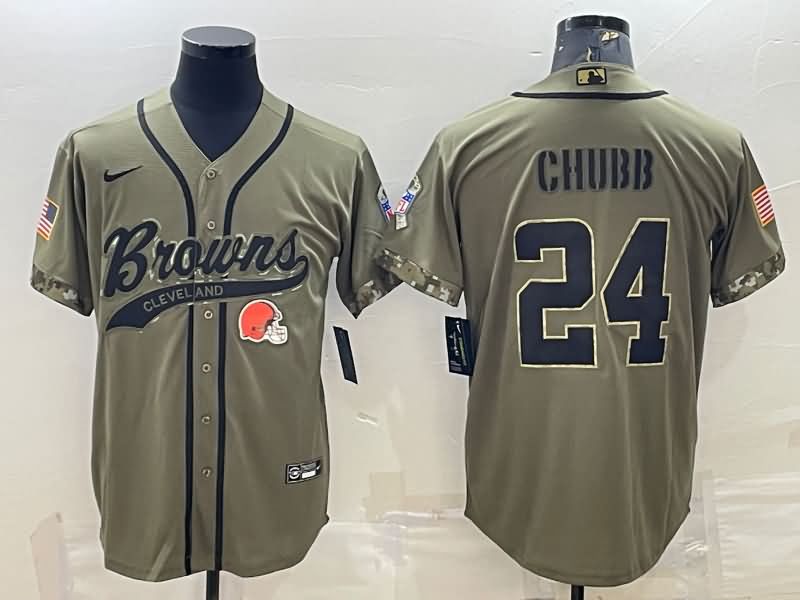 Cleveland Browns Olive Salute To Service MLB&NFL Jersey