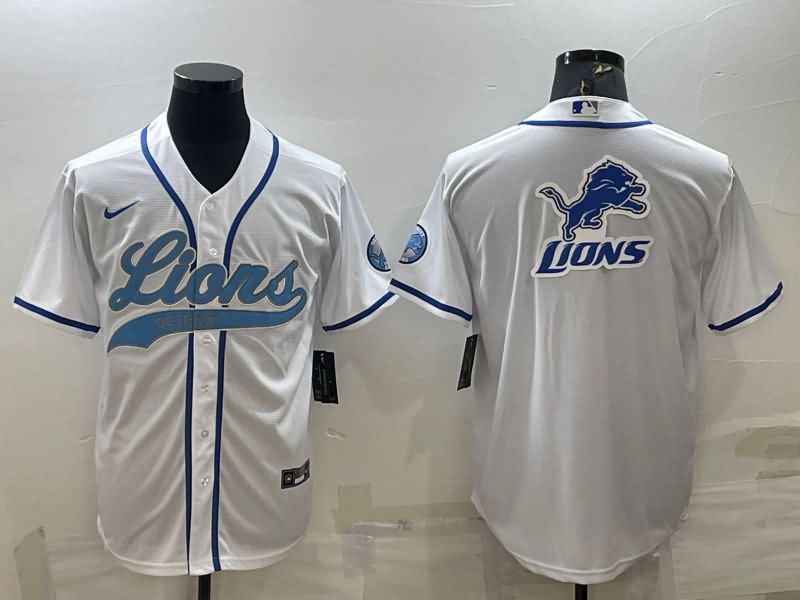 Detroit Lions White MLB&NFL Jersey