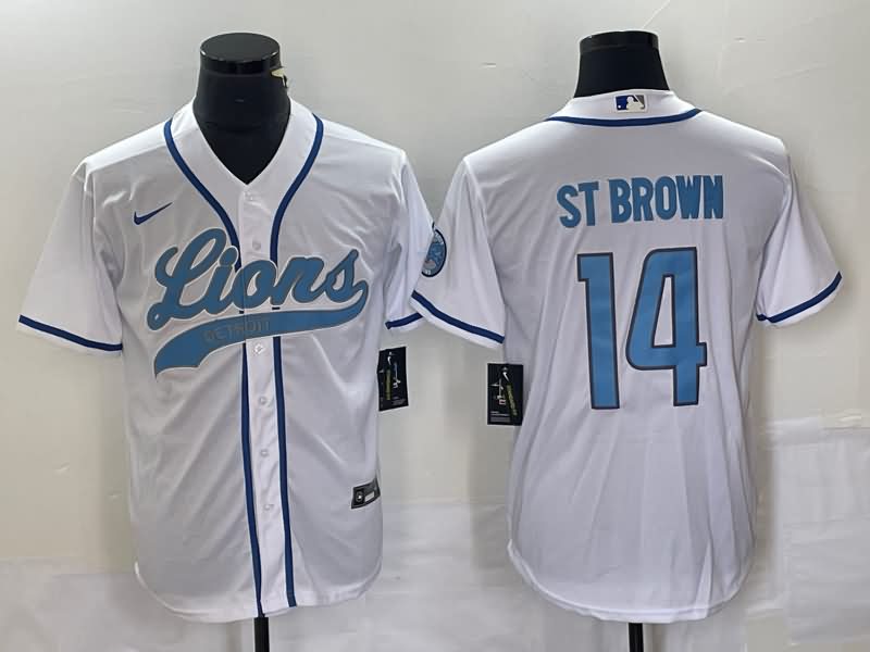 Detroit Lions White MLB&NFL Jersey