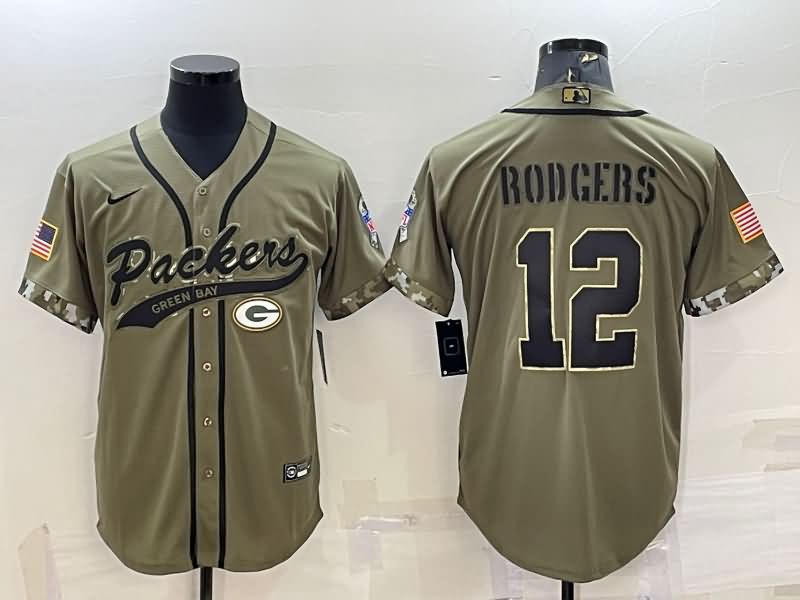 Green Bay Packers Olive Salute To Service MLB&NFL Jersey