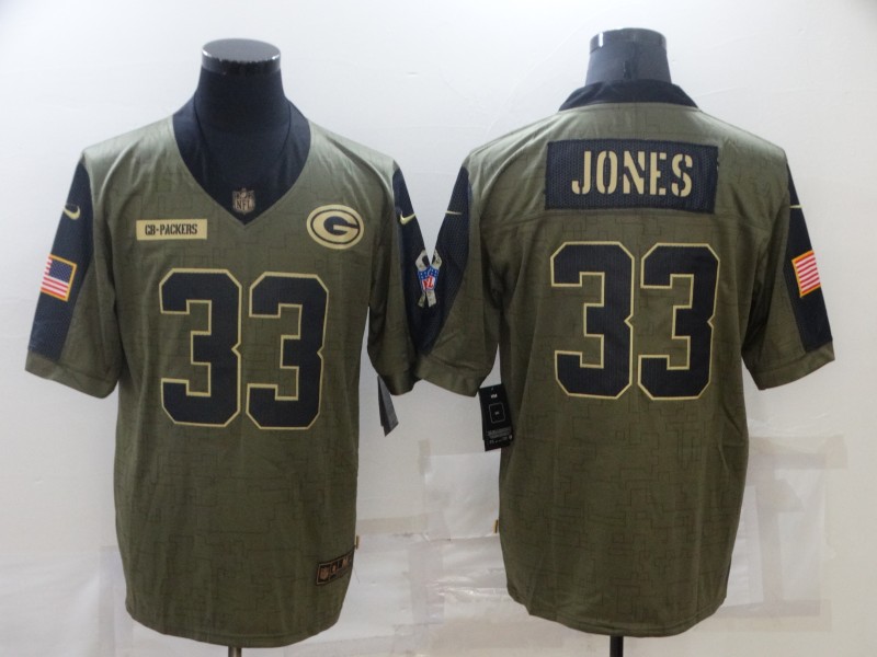 Green Bay Packers Olive Salute To Service NFL Jersey 04