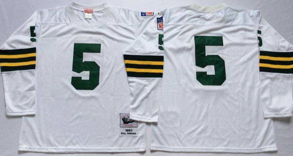 Green Bay Packers White Retro Long Sleeve NFL Jersey