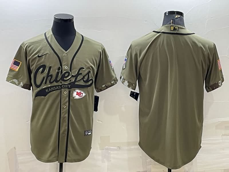 Kansas City Chiefs Olive Salute To Service MLB&NFL Jersey