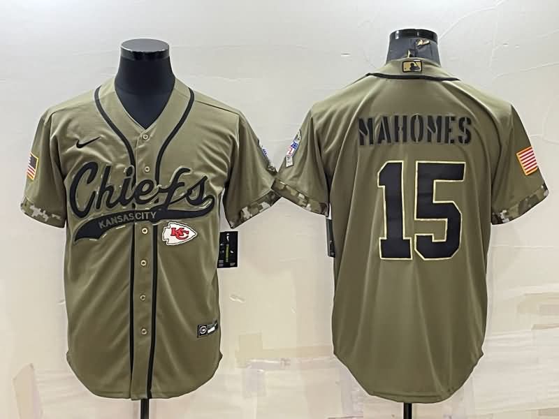 Kansas City Chiefs Olive Salute To Service MLB&NFL Jersey