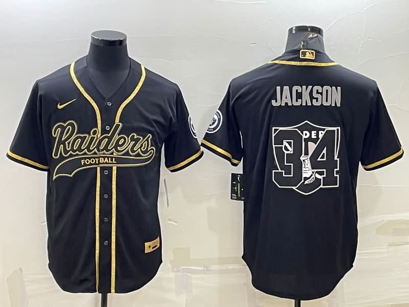 Las Vegas Raiders Black Gold MLB&NFL Jersey