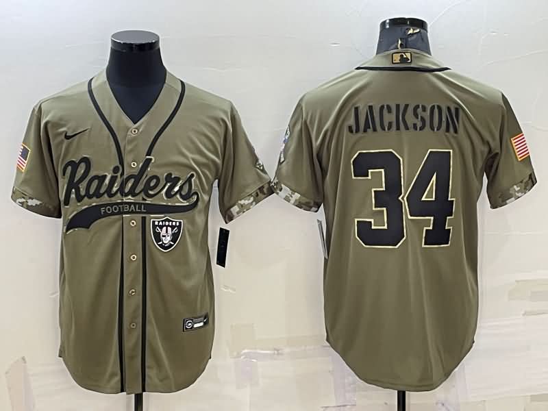 Las Vegas Raiders Olive Salute To Service MLB&NFL Jersey