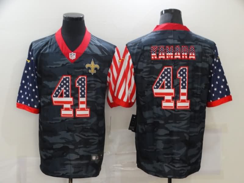 New Orleans Saints Black USA Flag NFL Jersey 02