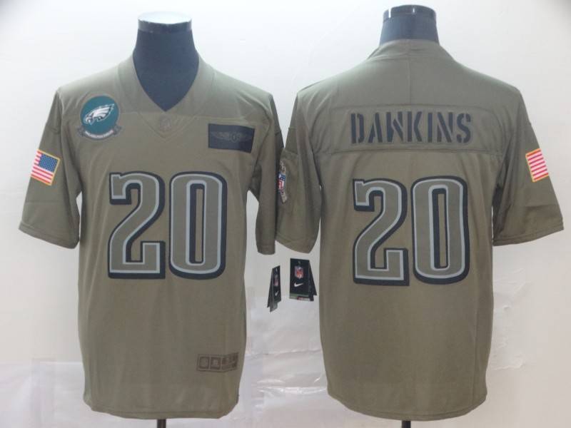 Philadelphia Eagles Olive Salute To Service NFL Jersey