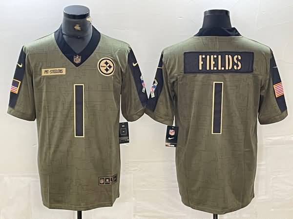 Pittsburgh Steelers Olive Salute To Service NFL Jersey 02