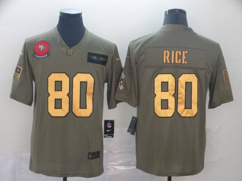 San Francisco 49ers Olive Salute To Service NFL Jersey 03