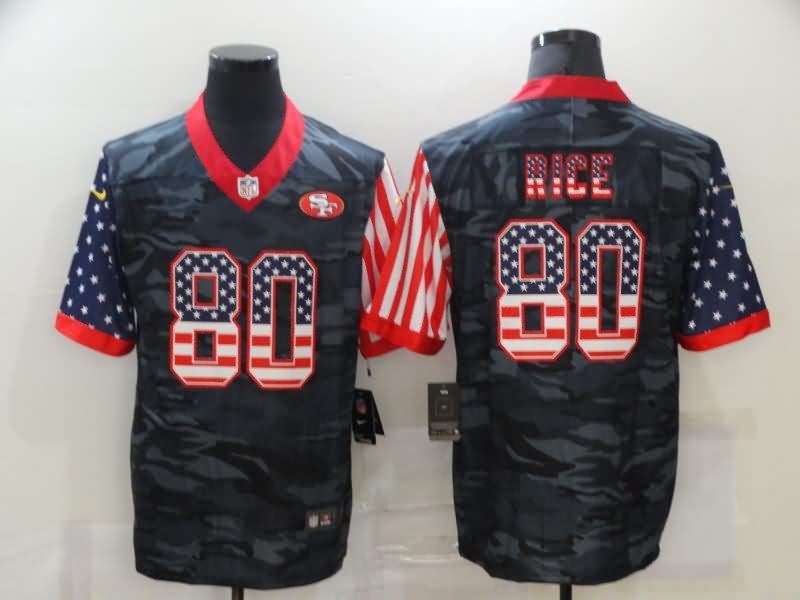 San Francisco 49ers Black USA Flag NFL Jersey 02