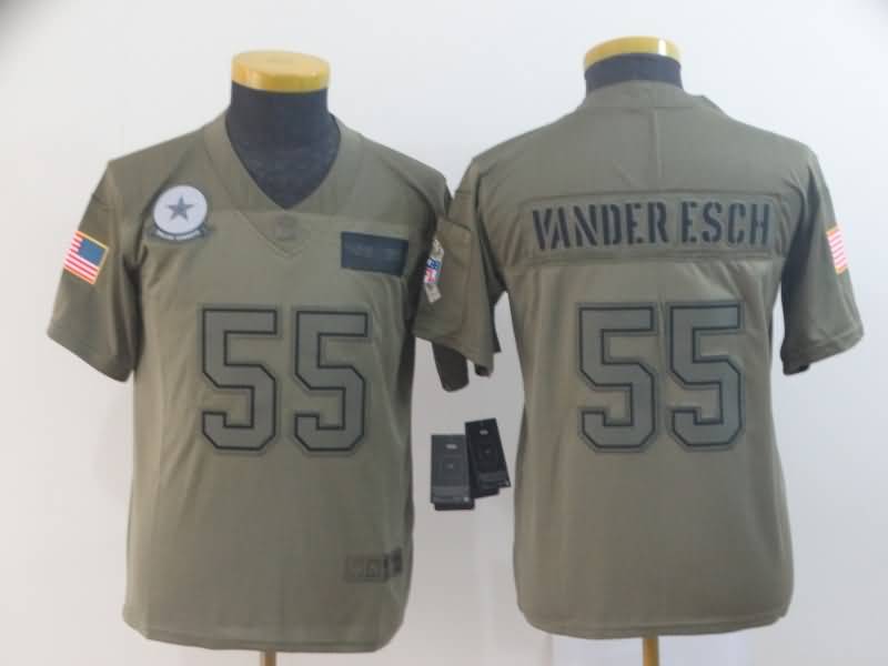 Kids Dallas Cowboys VANDER ESCH #55 Olive Salute To Service NFL Jersey