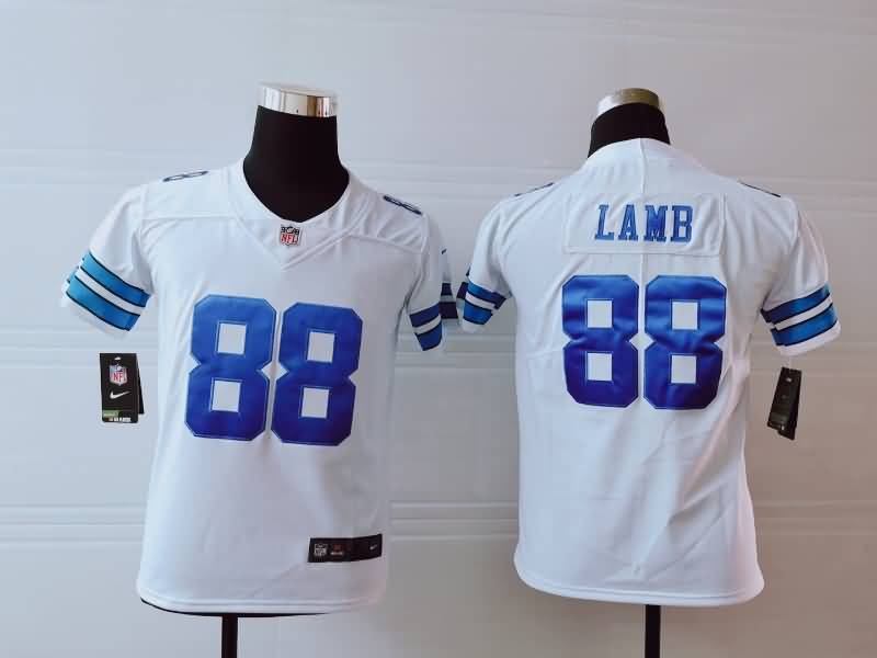 Kids Dallas Cowboys LAMB #88 White NFL Jersey
