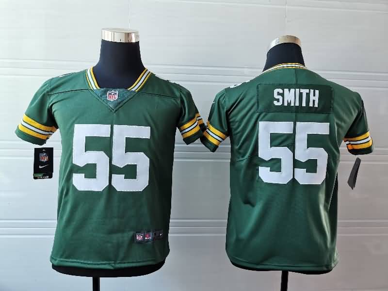 Kids Green Bay Packers SMITH #55 Green NFL Jersey