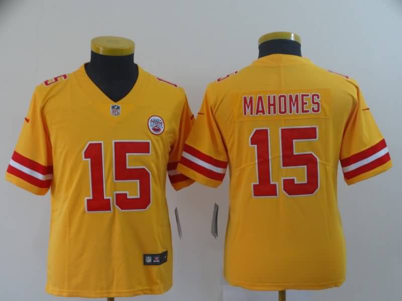 Kids Kansas City Chiefs MAHOMES #15 Yellow Inverted Legend NFL Jersey