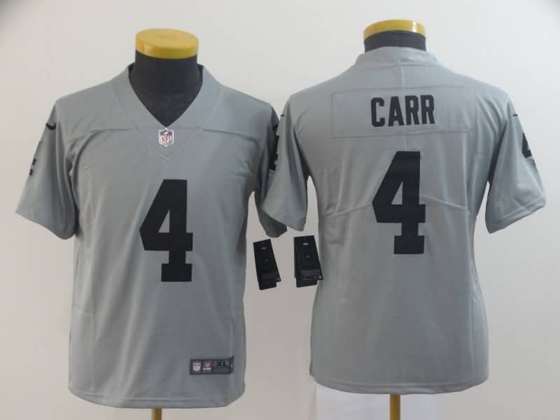 Kids Las Vegas Raiders CARR #4 Grey Inverted Legend NFL Jersey