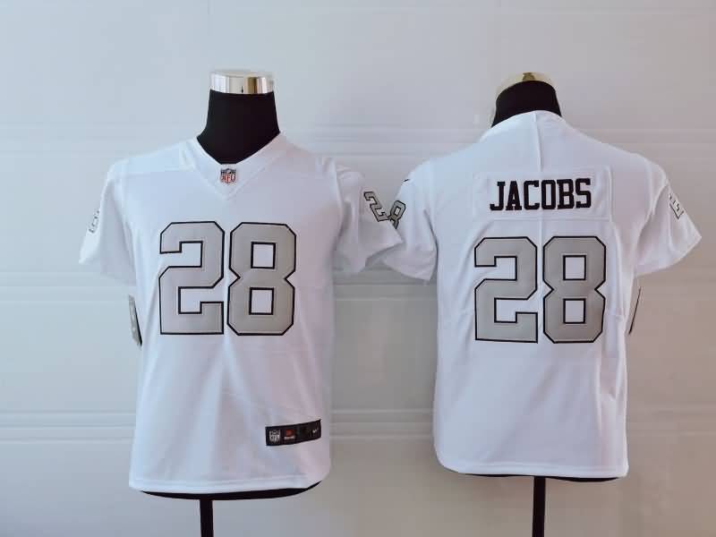 Kids Las Vegas Raiders JACOBS #28 White NFL Jersey