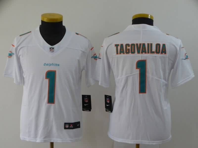 Kids Miami Dolphins TAGOVAILOA #1 White NFL Jersey