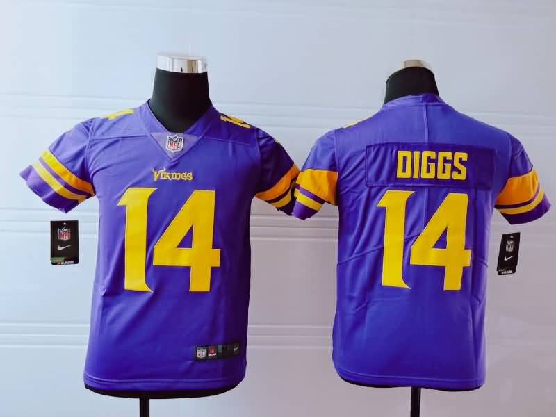 Kids Minnesota Vikings DIGGS #14 Purple NFL Jersey 02