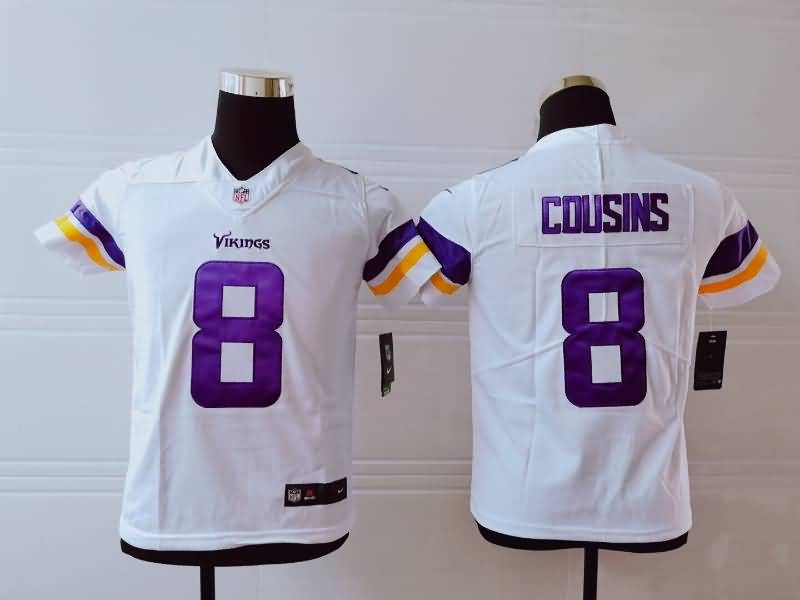 Kids Minnesota Vikings COUSINS #8 White NFL Jersey