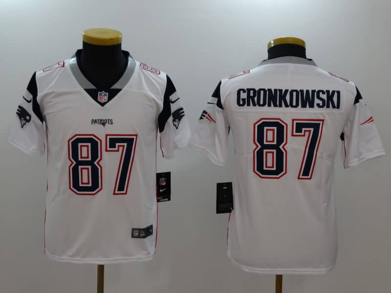 Kids New England Patriots GRONKOWSKI #87 White NFL Jersey