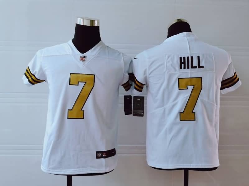 Kids New Orleans Saints HILL #7 White NFL Jersey 02