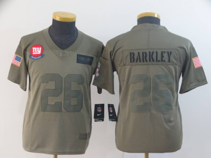 Kids New York Giants BARKLEY #26 Olive Salute To Service NFL Jersey
