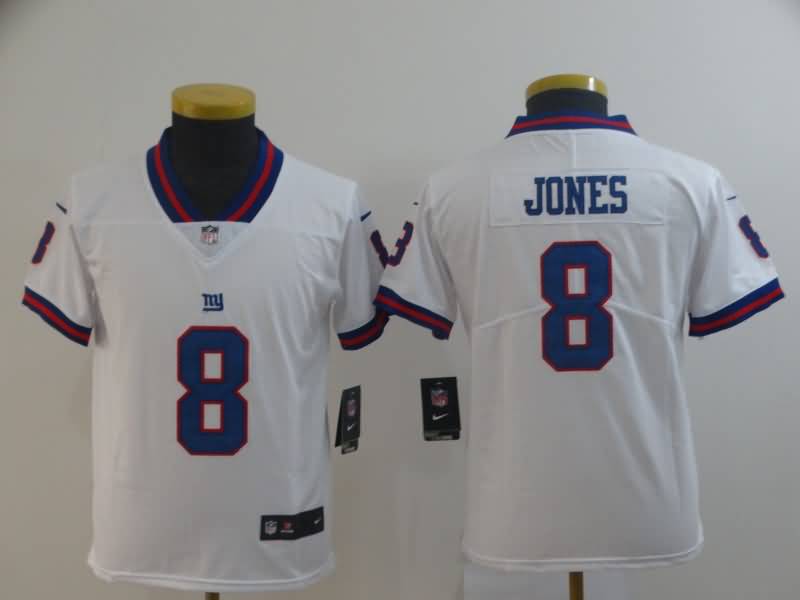 Kids New York Giants JONES #8 White NFL Jersey 02
