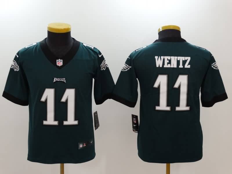 Kids Philadelphia Eagles WENTZ #11 Green NFL Jersey