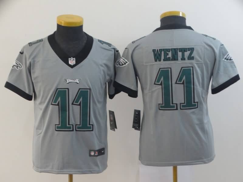 Kids Philadelphia Eagles WENTZ #11 Grey Inverted Legend NFL Jersey