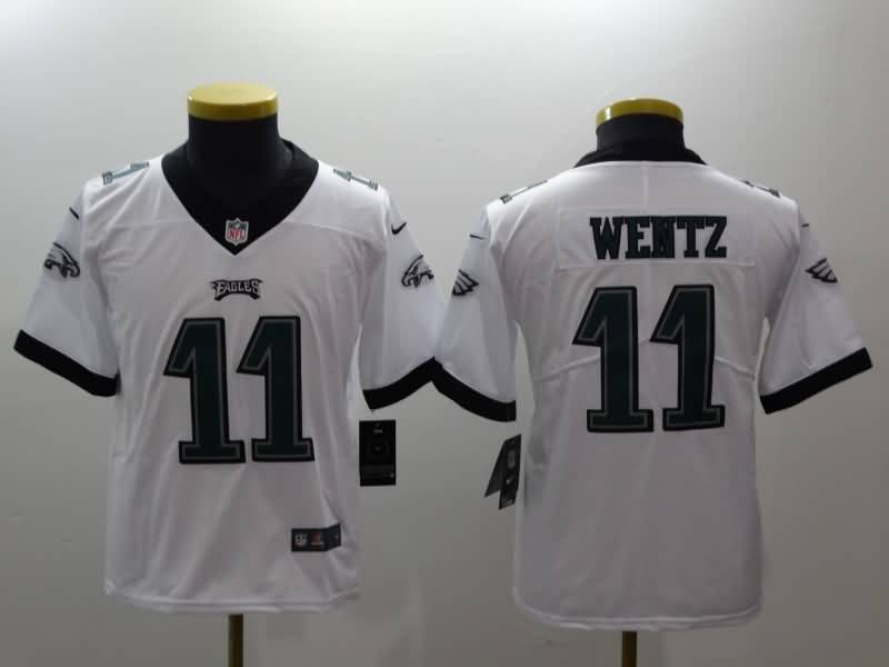 Kids Philadelphia Eagles WENTZ #11 White NFL Jersey