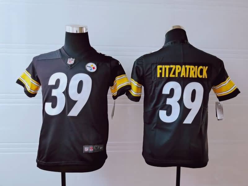 Kids Pittsburgh Steelers FITZPATRICK #39 Black NFL Jersey