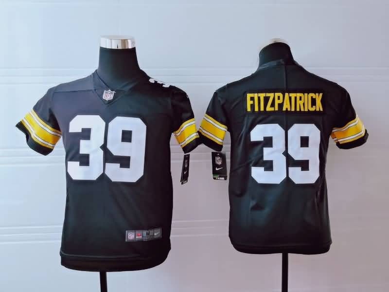 Kids Pittsburgh Steelers FITZPATRICK #39 Black NFL Jersey 02