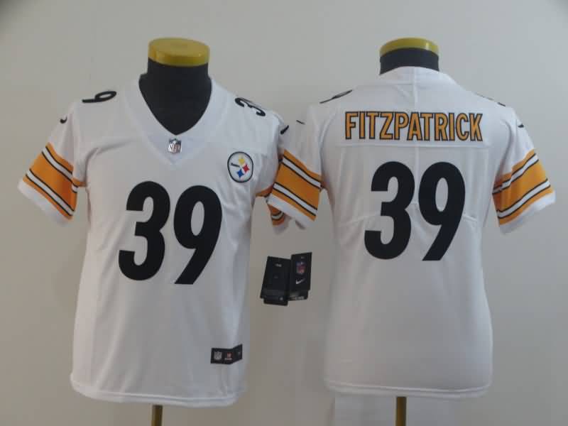 Kids Pittsburgh Steelers FITZPATRICK #39 White NFL Jersey