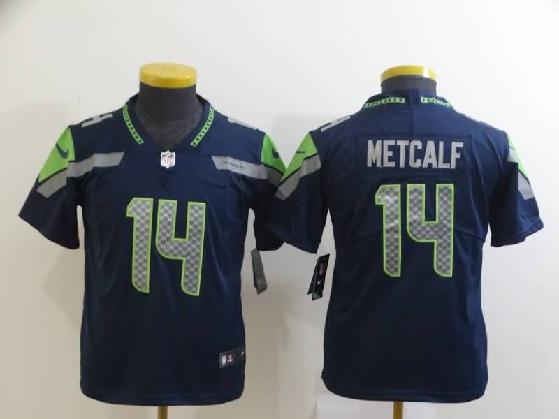 Kids Seattle Seahawks METCALF #14 Dark Blue NFL Jersey