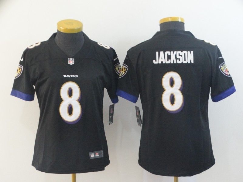 Baltimore Ravens JACKSON #8 Black Women NFL Jersey