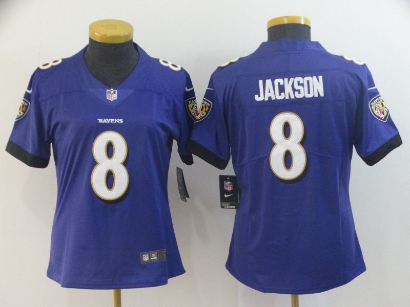 Baltimore Ravens JACKSON #8 Blue Women NFL Jersey 02