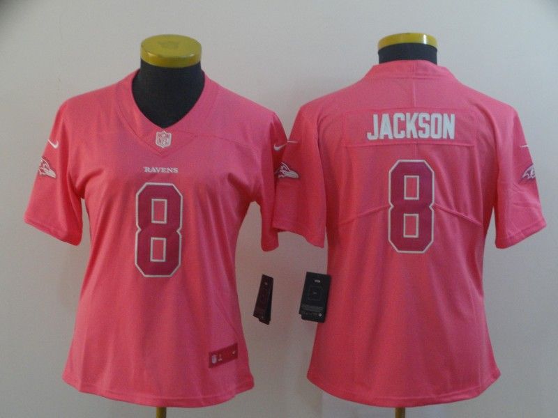 Baltimore Ravens JACKSON #8 Pink Fashion Women NFL Jersey