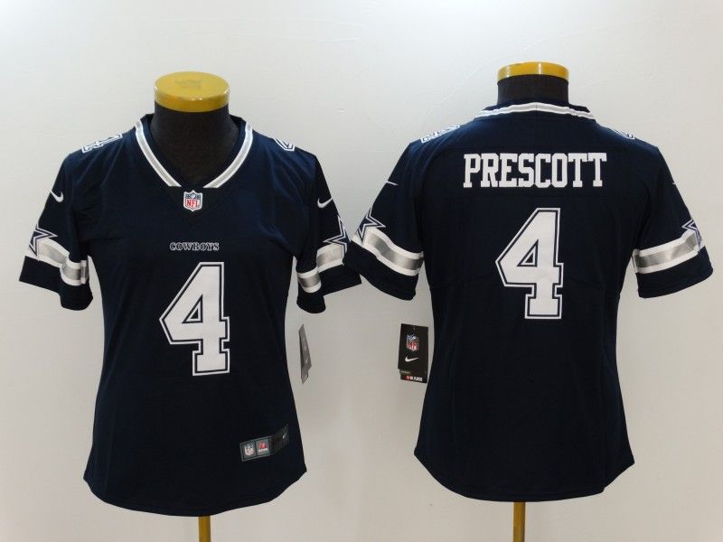 Dallas Cowboys PRESCOTT #4 Dark Blue Women NFL Jersey 02