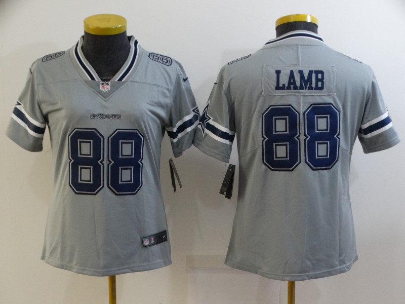 Dallas Cowboys LAMB #88 Grey Inverted Legend Women NFL Jersey